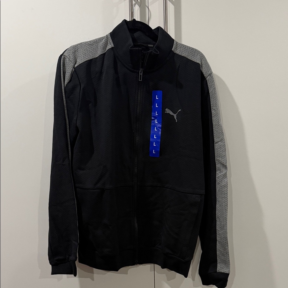 NWT Puma Black Performance Jacket with Gray Shoulder & Sleeve Panels